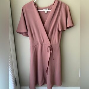 Monteau Mauve Wrap-Front Midi Dress